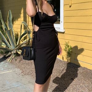 Na-kd X Hanna Schonberg black side cutout dress size XS